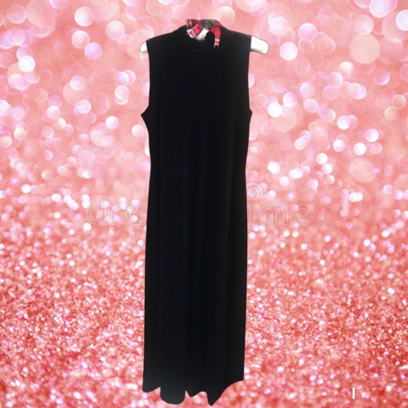 Vintage Casual Corner black velvet MAXI DRESS - Picture 1 of 8